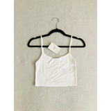 Blusa De Tirantes Ombliguera Blanca Tela Stretch Bershka