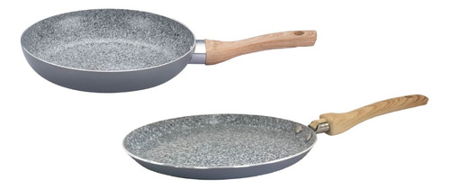 Set Sarten 20 Cm Y Panquequera 22 Cm Granito Hudson Color Gris