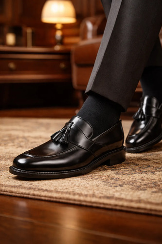 Zapato Hombre Mocasín Borlas Loafer Duque Di Galiano Negro. | Meses sin interés