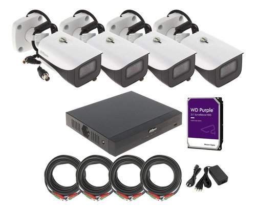 Kit 4 Cámaras 4k 8mp Starlight Dvr 8ch 2tb Purple Wizs Dahua