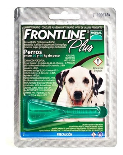 Frontline Plus Pipeta Pulga Y Garrapata Perro De 20 A 40 Kg