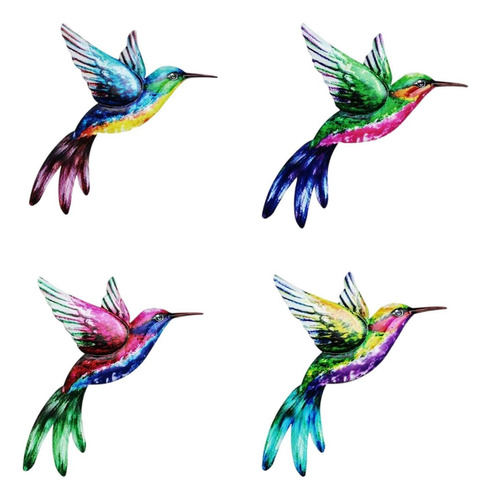 4 Piezas De Arte De Pared De Colibrí De Hierro Para