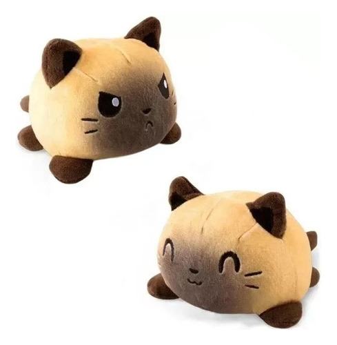 Peluche De Gato Siames Reversible Kawaii Para Niños