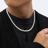 Collar De Perlas Para Hombre Ajustable Aesthetic Minimalista
