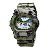 Reloj Para Niños Skmei 1635 Digital Camuflado Militar Verde 