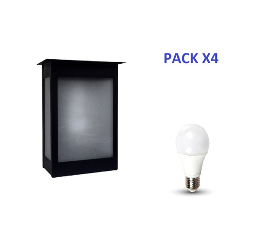 Pack X4 Farol Colonial Colgante 24cm + Lampara Led 9w Calida