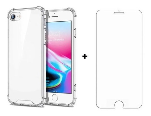 Kit Capa Capinha Transparente + Pelicula P/ iPhone 6 / 6s