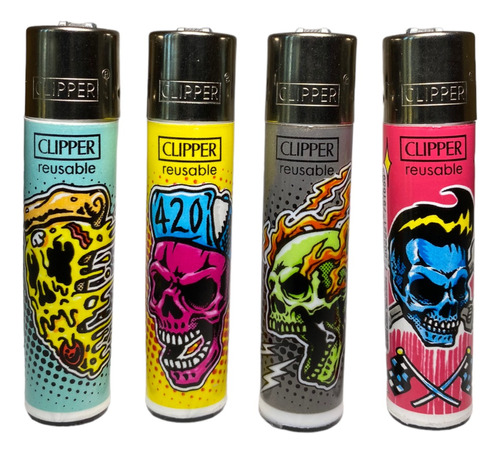 Encendedor Clipper Classic Recargable Col Living Skulls 2a