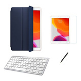 Kit Smart Case iPad 9g 10.2 /can/pel E Teclado Branco - Azul