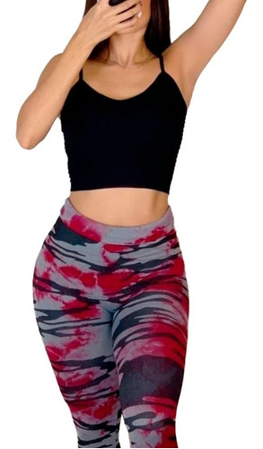 Conjunto Deportivo 3 Pz Camuflaje Leggins Push Up, Top, Cham