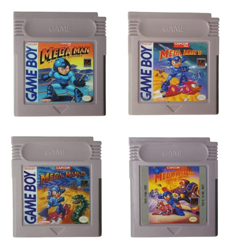 Kit Com 4 Fitas Coleção Mega Man Compatível Gameboy Gbc Gba