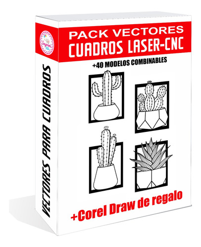 Pack Vectores Cuadros Cactus Corte Laser Cnc Madera Vinilos