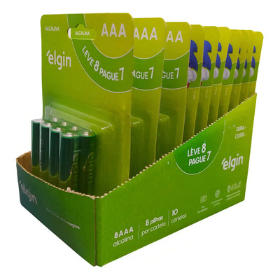 Caixa De Pilhas Alcalina Elgin Energy Aaa 10 Cartelas C\u002F 8un | MercadoLivre