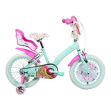 Bicicleta Infantil Infantil Bianchi Barbie R16 16 Frenos V-brakes Color Celeste Con Ruedas De Entrenamiento