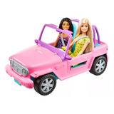 Muñeca Barbie Auto Jeep Rosa Con Su Amiga 