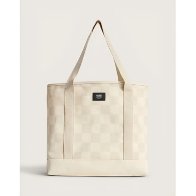 Bolso De Mano Vans Pergs Tote Bag Grande Acabado De Los Herrajes N\u002Fa Color Beige Correa De Hombro Beige Diseño De La Tela Checkerboard | Meses sin interés