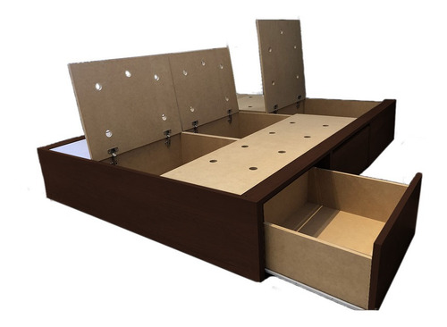 Box Sommier Cajones Queen 160x200 Melamina Roble Dakar Mdf