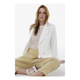 Blazer Feminino Alfaiataria Longo Sob Branco