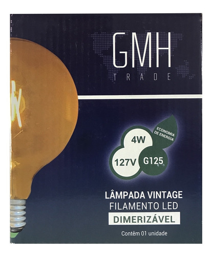 Lâmpada De Led G125 Filamento Vintage Dimerizável 4w 2200k
