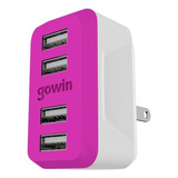 Multi Cargador De Pared Gowin Carga Rápida 4 Puertos Usb Color Morado-53-4