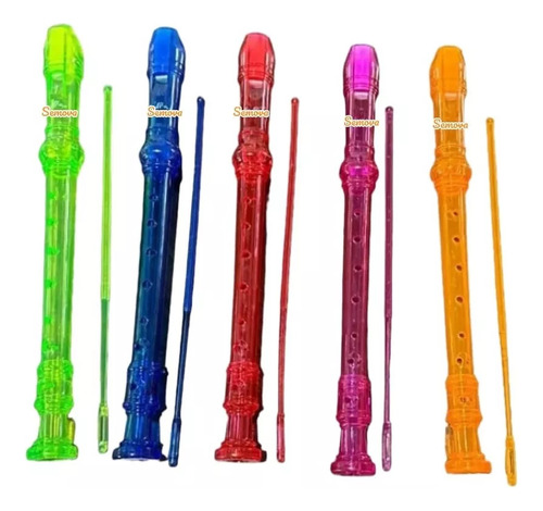 Flauta Musical Dulce Escolar 8 Agujeros Color Neón
