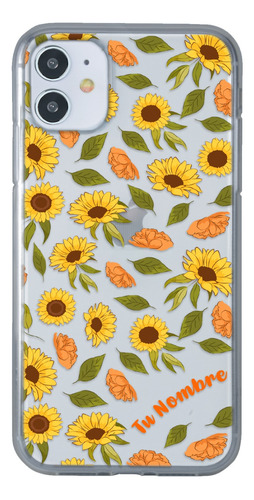 Funda Para iPhone Mujer Girasoles Personalizada Tu Nombre