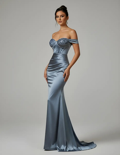 Vestido Elegante Fiesta Noche Glamuroso Satén Y Lentejuelas | Envío gratis