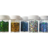 Kit Glitter Pó Flocado Holográfico Hexagonal Resina Unha10g