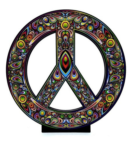 Enfeite Parede Ou Mesa Símbolo Paz E Amor Hippie Decorativo
