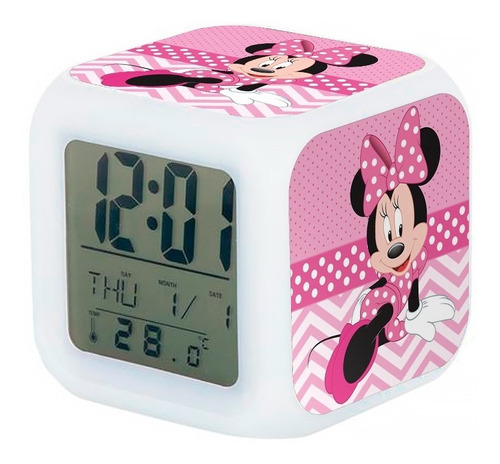 Reloj Despertador Minnie Mouse Con Luz Led