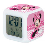 Reloj Despertador Minnie Mouse Con Luz Led