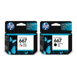 Juego Hp 667 Negro + 667 Color Original 1275 2775 2776