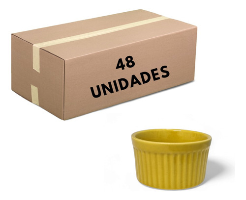 Ramekin Canelado Amarelo 150 Ml Kit 48 Unidades Porcelana 