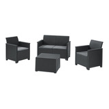 Set Rattan Exterior Modelo Emma 4 Piezas Color Negro