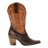 Bota Texana Cobra Cano Alto Couro Legítimo Rodeio Cowgirl