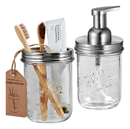 Set De Accesorios De Baño Mason Jar Que Incluye Dispen...