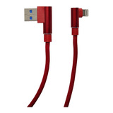 Cable Nohon Usb De Datos Metalico 90 Grados Rojo