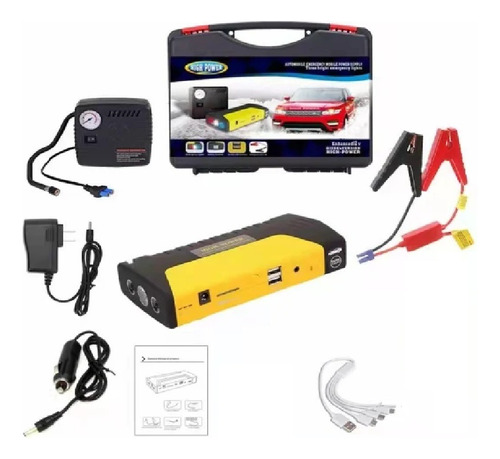 Arrancador Portátil Auto Moto Powerbank Linterna Compresor