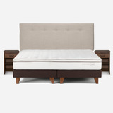 Cama Classique+ King + Respaldo Y Veladores Maurice Natural