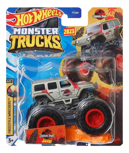 Carrinho Hot Wheels Monster Trucks 1:64 Jeep Jurassic Park