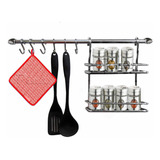 Barral De Cocina Especiero Doble  Ganchos! Set Organizador!