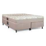 Cama Box + Colchão Castor Queen Class Pocket 158x198x52cm Cor Bege