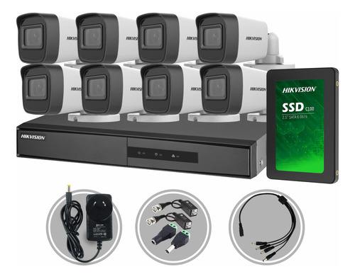 Kit Seguridad Dvr 8ch Hikvision + 8 Camaras 1080p 2mp +disco