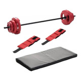 Combo Kit Body Pump 17 Kg + Tobilleras + Colchoneta Mir Color Rojo Acanalado + Tob 2 Kg + Colchoneta Supereco Mir