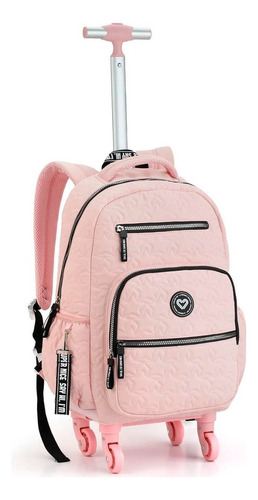 Mochila Rodinha 360º Juvenil Feminina Estilosa Cor Rosa