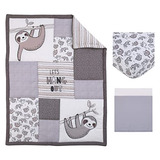 Juego De Ropa De Cama Sloth Para Habitación Infantil, Gris,