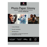 10 Paq Papel Fotográfico Glossy  Carta 230g 20 Hojas C/u