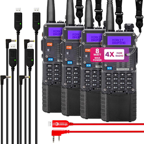 Mirkit Bundle Para 4x Baofeng Uv-5r Mk5 Y 4x Batería Baofeng