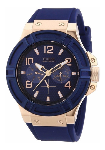 Reloj Guess Rigor W0247g3 Azul Para Caballero 100% Original