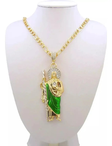 Collar Y Dije De San Judas Tadeo Chapado Oro 14k Proteccion